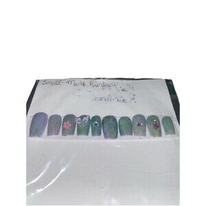 Color Changing Purple green sparkle Custom Gel Press on Nails Handmade 10 pc set